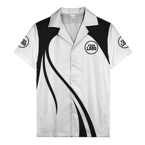 diagonal stripe custom logo retro bowling hawaiian shirt