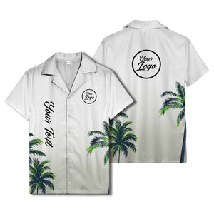 gradient palm tree silhouettes custom text hawaiian shirt for men