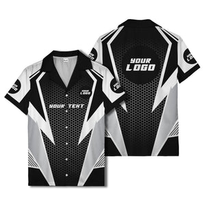 hexagon grid lightning bolt hawaiian shirt for men