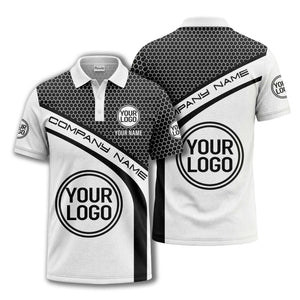 hexagonal grid monogram logo corporate polo shirt for men