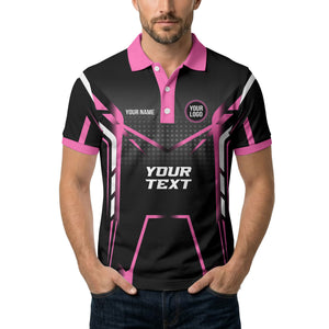 hot pink diagonal stripes & geometric lines esports polo shirt