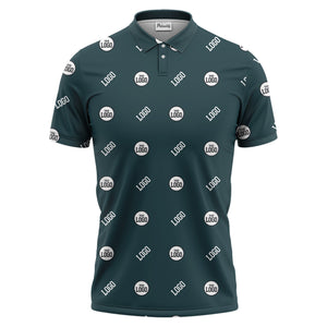 minimalist custom logo pattern polo shirt — clean repeating corporate design