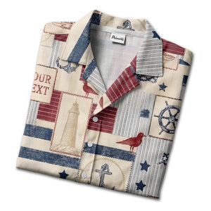nautical anchors sailboats lighthouses patchwork hawaiian shirt