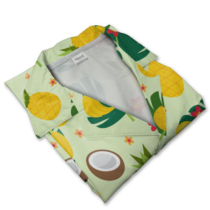 Sky Blue Summer Lemon Coconut Hawaiian Shirt with Monstera and Starfish