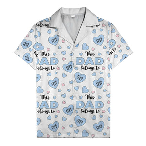 watercolor hearts & custom names hawaiian shirt for dad, navy blue