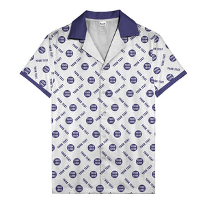 black custom logo circles text white hawaiian shirt