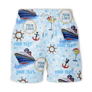 cruise ships & cocktail glasses fun cartoon hawaiian shirt for men