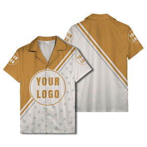 custom logo circles & diagonal stripes minimalist hawaiian shirt for men