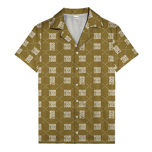 custom logo diamond repeat monochrome hawaiian shirt for men