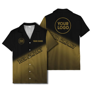 custom logo gradient black white corporate hawaiian shirt
