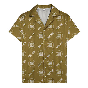 custom logo & text circle repeat black white hawaiian shirt for men
