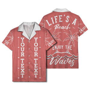 customizable text palm trees & stars graphic hawaiian shirt for men