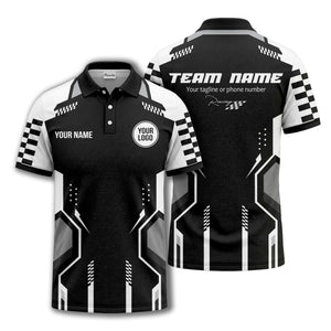 hexagonal checkerboard dots & lines modern geometric polo shirt