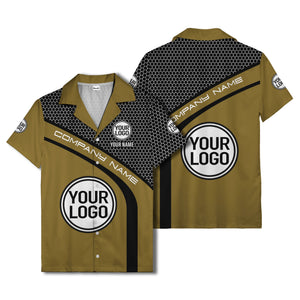 hexagonal grid diagonal stripe hawaiian shirt with custom logo