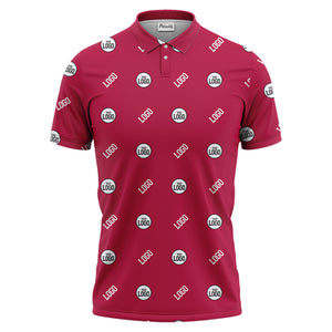 minimalist custom logo pattern polo shirt — clean repeating corporate design
