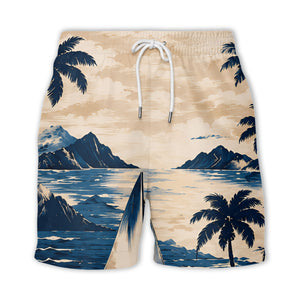 navy sailboat palm hibiscus hawaiian shirt for men