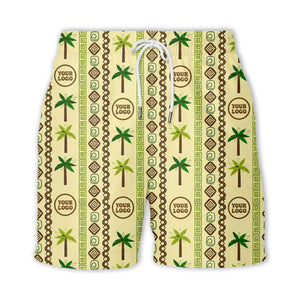 palm tree & monogram logo repeat vintage beige hawaiian shirt