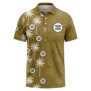 palm trees & custom logo circle repeat graphic polo shirt