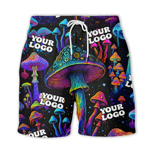 psychedelic neon mushroom forest hawaiian shirt for men