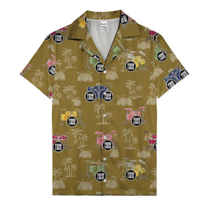 rockin' drum kits & palm trees repeat hawaiian shirt for musicians