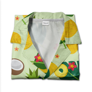 Sky Blue Summer Lemon Coconut Hawaiian Shirt with Monstera and Starfish