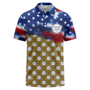 stars & stripes american flag custom logo all over print polo shirt
