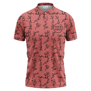 stick figure soccer players & balls cartoon polo shirt for men