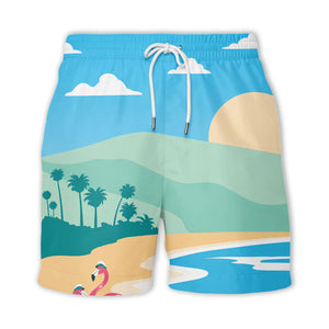 watercolor flamingos at palm sunset hawaiian shirt for beach days