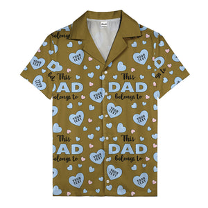 watercolor hearts & custom names hawaiian shirt for dad, navy blue