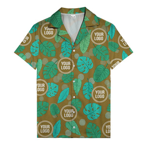 watercolor monstera leaf repeat & signature logo hawaiian shirt