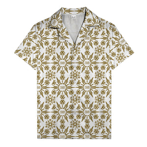 watercolor palm leaf repeat tropical hawaiian shirt for men