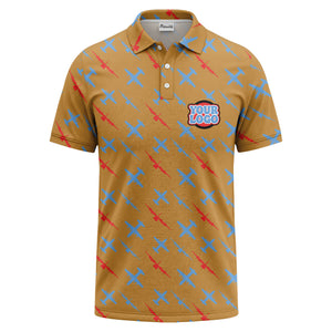 airplane silhouette repeat aviation graphic polo shirt for men