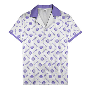 black custom logo circles text white hawaiian shirt