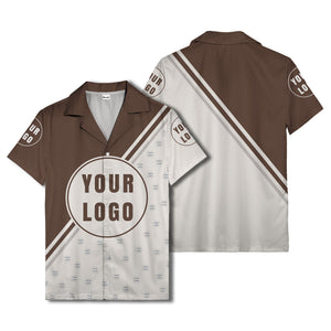 custom logo circles & diagonal stripes minimalist hawaiian shirt for men