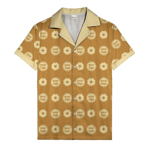 custom logo daisy repeat pattern hawaiian shirt for men
