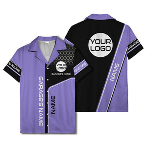 custom logo hexagonal honeycomb automotive hawaiian shirt for men