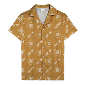 custom logo & text circle repeat black white hawaiian shirt for men