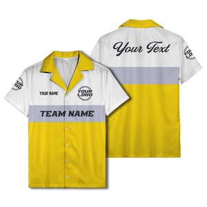 custom team logo & name bowling hawaiian shirt