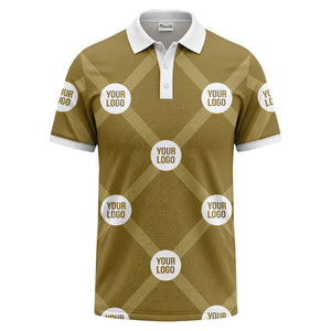 diagonal stripes & repeating custom logo polo shirt for men