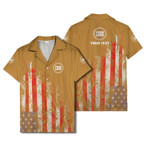 fiery bald eagle & stars stripes hawaiian shirt for men
