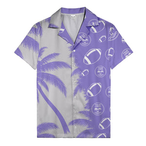 footballs & palm tree silhouettes black white graphic hawaiian shirt
