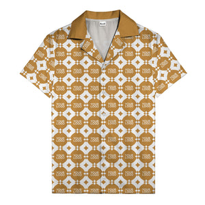gold mon diamond lattice monogram hawaiian shirt for men