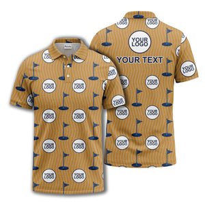 golf flag logo repeat pattern country club golf polo shirt