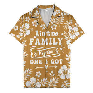 graphic white hibiscus & leaf family tribute hawaiian shirt