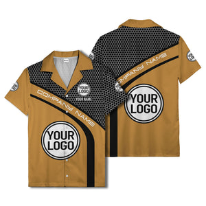 hexagonal grid diagonal stripe hawaiian shirt with custom logo