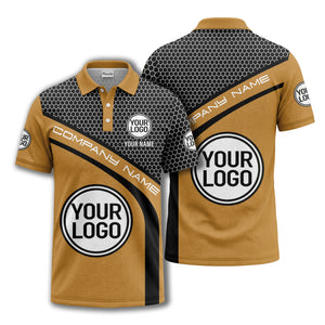 hexagonal grid monogram logo corporate polo shirt for men