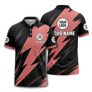 lightning bolt pattern with custom logo and name polo shirt for men