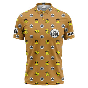 rubber duck repeat cartoon pattern custom logo black polo shirt for men