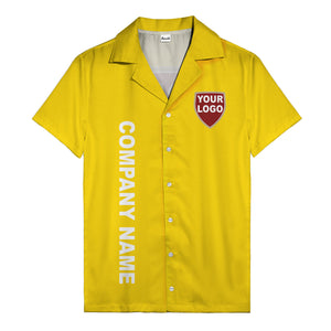 shield logo & vertical text customizable corporate hawaiian shirt