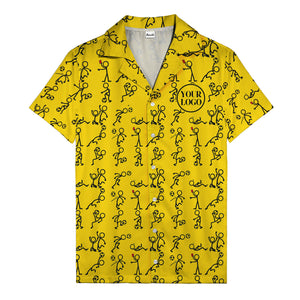 soccer stick figures & footballs fun cartoon hawaiian shirt